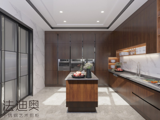Contemporary Kitchen Units With Eco Yew Wood Grain And Unique Variegated Design