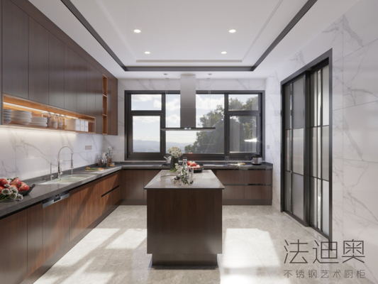 Contemporary Kitchen Units With Eco Yew Wood Grain And Unique Variegated Design