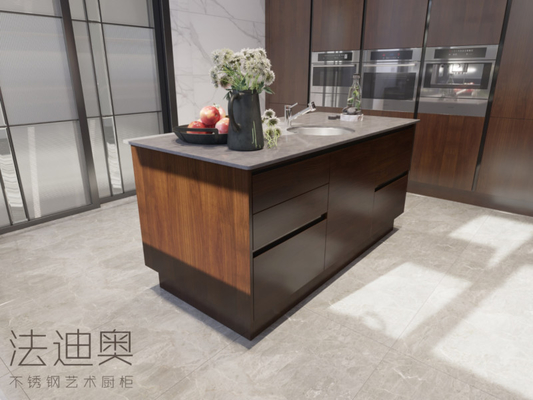 Contemporary Kitchen Units With Eco Yew Wood Grain And Unique Variegated Design