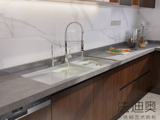 Contemporary Kitchen Units With Eco Yew Wood Grain And Unique Variegated Design