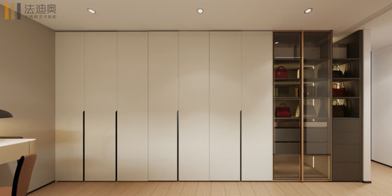 Elegant Beige Multi Functional L Shaped Fitted Wardrobes Corner Bedroom Wardrobe