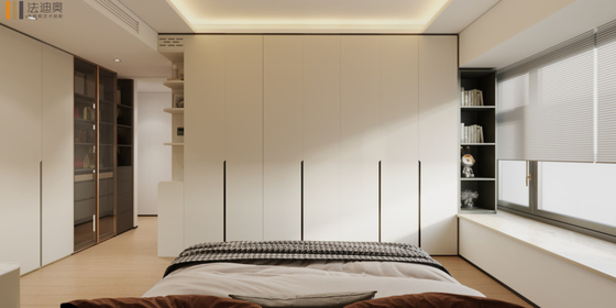 Elegant Beige Multi Functional L Shaped Fitted Wardrobes Corner Bedroom Wardrobe