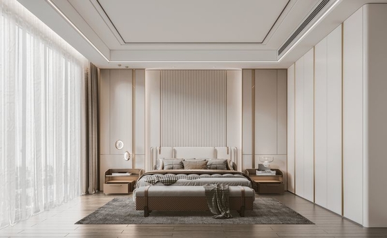 Luxurious Cream White Wardrobe With Gold-Accented Elegance High Durability