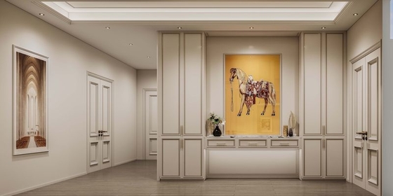 Durable Elegantly Crafted Custom Walk In Closet  With Refined Gold Detailing