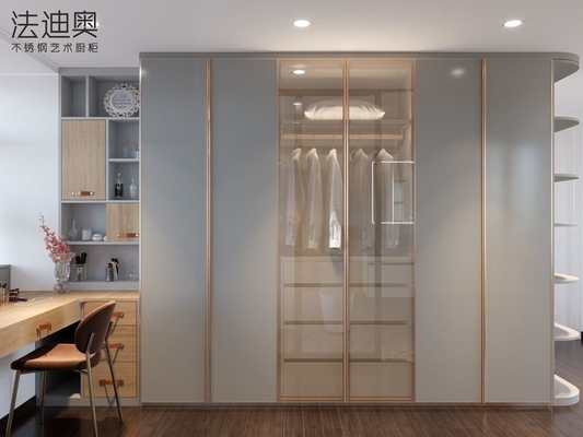 Dimensioni personalizzate Grigio Blu Arredamento moderno per camera da letto con accenti dorati