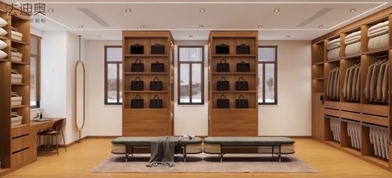 Fadior Elegance Custom Made Walk In Closet Grano di legno con soluzione di stoccaggio multipla